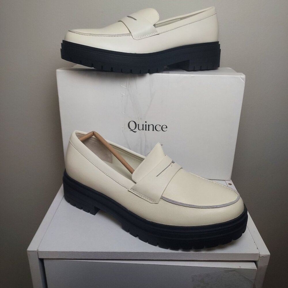 Quince Italian leather Lug sole loafers.